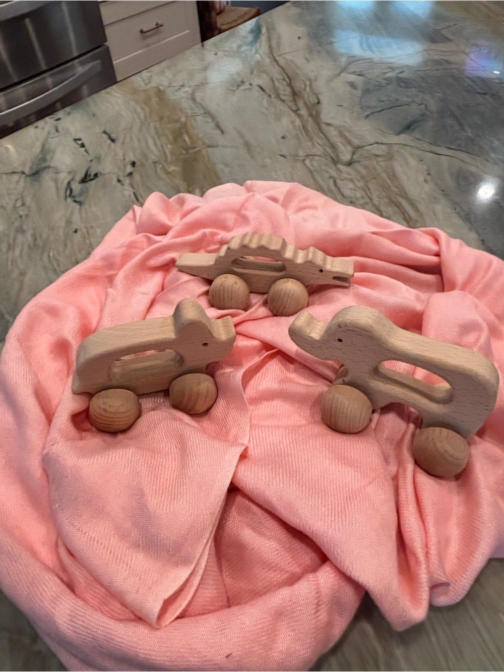 Set of Wooden Animal Rattler Toys 🐊 🐖 🐘